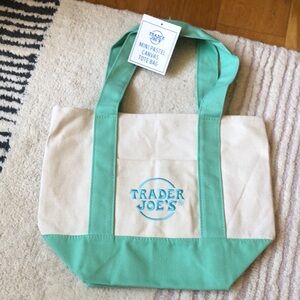 Viral Pastel Green Trader Joe’s Canvas Tote Bag NWT